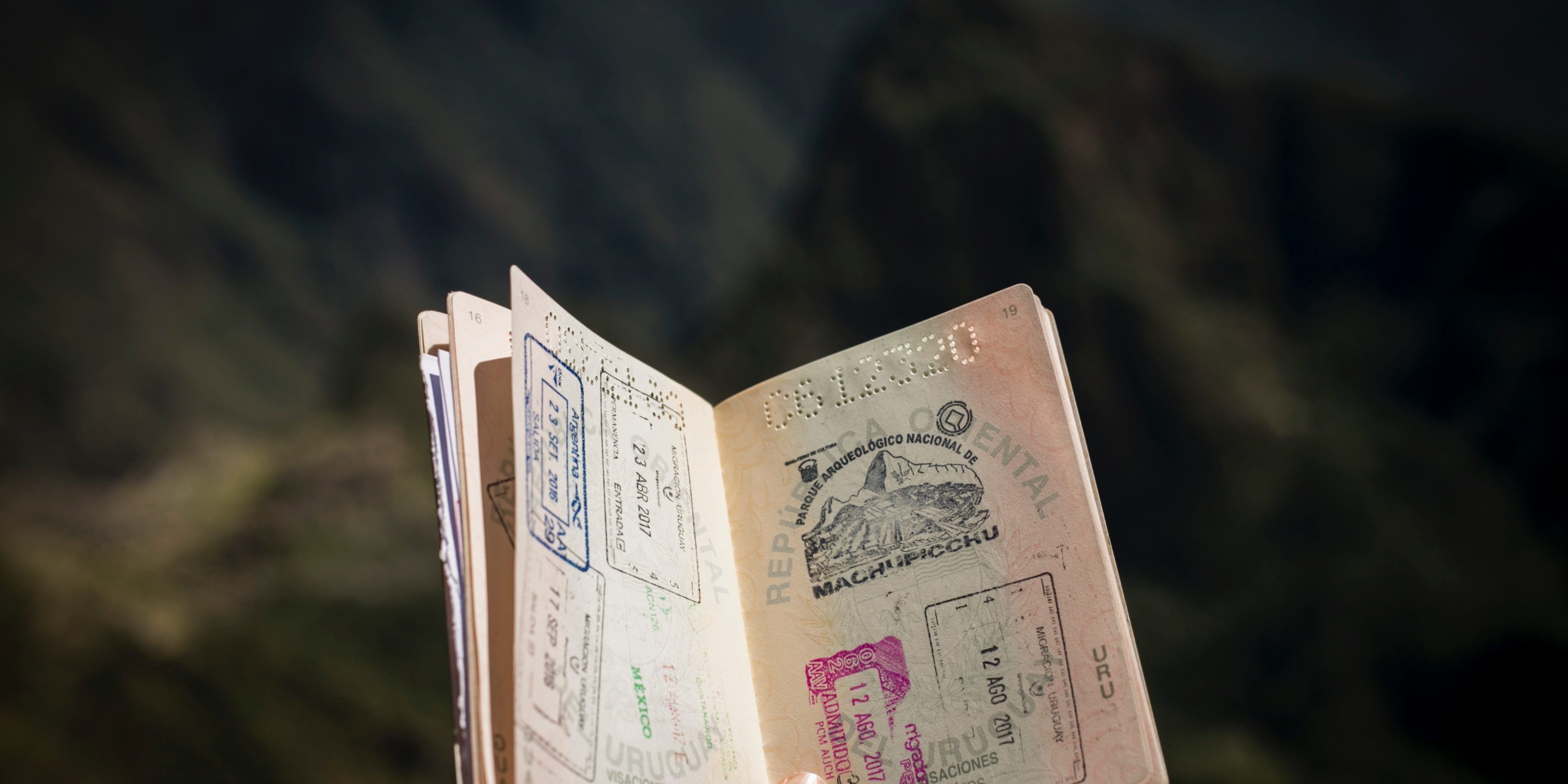Passaporte com carimbo de vários países